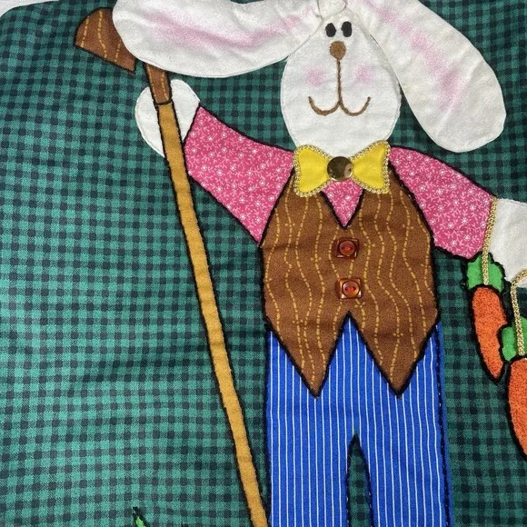 Easter Embroidered Festive Vest Unisex Buttons And Glitter Spring Easter Bunny - Picture 9 of 11